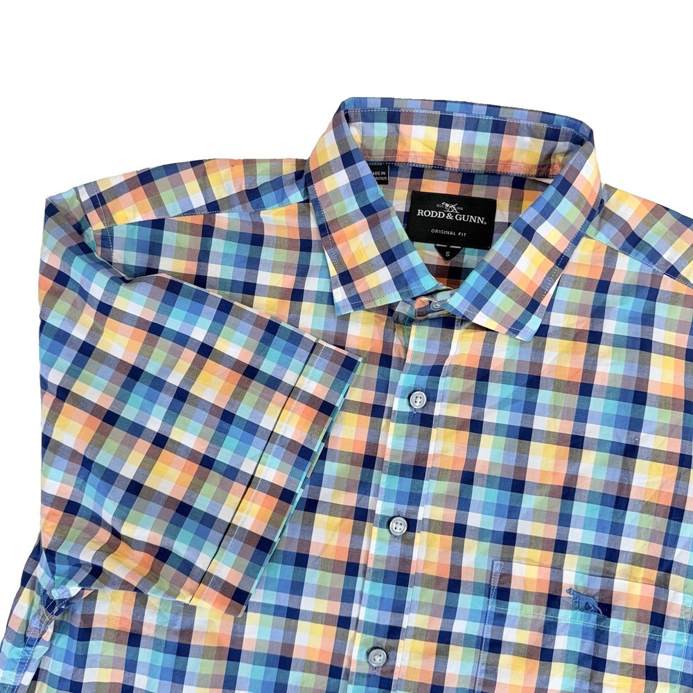 Rodd & Gunn Mens Small Madras Plaid Short Sleeve Button Shirt Preppy Cotton EUC